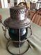 L H & STL RY Railroad Lantern With A Tall Unmarked Extended Base Green Globe