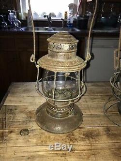 LS & MS Ry Railroad Lantern Vtg Bell Bottom Old Antique Cast Globe
