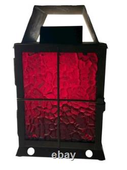 Lantern Candle Railroad Red Pebbled Glass Vtg Train Signal Lantern Light Lamp