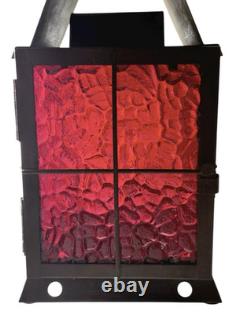 Lantern Candle Railroad Red Pebbled Glass Vtg Train Signal Lantern Light Lamp