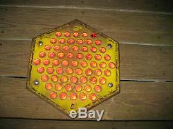 Large 14x12 8 Pound Old Railroad Xing Reflector With 61 Red Marbles VG Condition