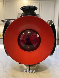 Large Antique Handlan St. Louis 4-Way Railroad Switch Lantern Kopp Lenses 16