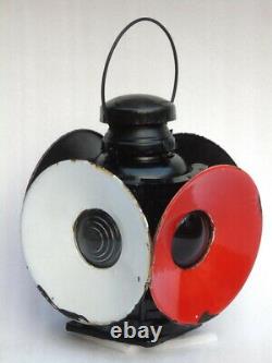 Large Enamel Antique Railway Signal Lamp Railroad Lantern Train Track Switch