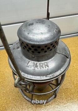 Lehigh Valley LV Railroad Lantern Adlake Red Globe Double Marked Weighted Base