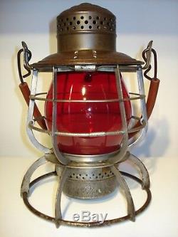 Long Island Railroad Armspear Lantern Red Cast Square Panel Rare