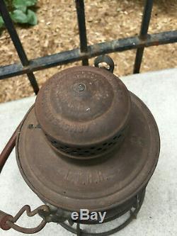 Long Island Railroad LIRR Tall Armspear Lantern with Pennsy Etched Globe