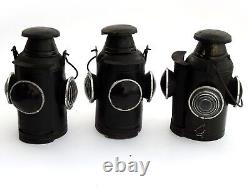 Lot of 03 Railroad Lantern Vintage Antique Indian Rail Lamp Switch 4 Way Signal