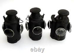 Lot of 03 Railroad Lantern Vintage Antique Indian Rail Lamp Switch 4 Way Signal