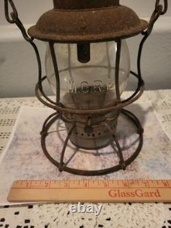 MCRR Reliable Railroad Lantern clear cast extended base MCRR Globe Date Armspear