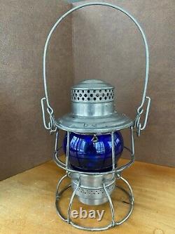 Milwaukee Road Railroad Lantern Blue Globe Adams & Westlake Co