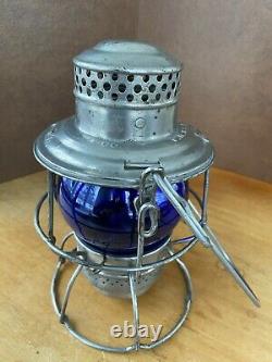 Milwaukee Road Railroad Lantern Blue Globe Adams & Westlake Co