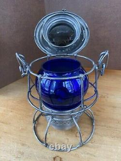 Milwaukee Road Railroad Lantern Blue Globe Adams & Westlake Co