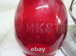 Missouri, Kansas & Texas Railroad Lantern Red MK&TRY Etched Globe The Handlan