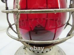 Missouri, Kansas & Texas Railroad Lantern Red MK&TRY Etched Globe The Handlan