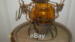 N&w Norfolk Western Railway Railroad Lantern Etched Amber Globe Adams Westlake