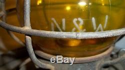 N&w Norfolk Western Railway Railroad Lantern Etched Amber Globe Adams Westlake