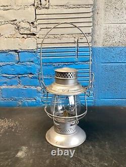 NICE ADLAKE GRAND TRUNK RAILWAY BELLBOTTOM RAILROAD LANTERN WithEMBOSSED GTR GLOBE