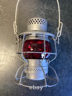 NICE ADLAKE KERO RAILROAD LANTERN WithETCHED (T&N) TEXAS & NORTHERN RED Cnx GLOBE