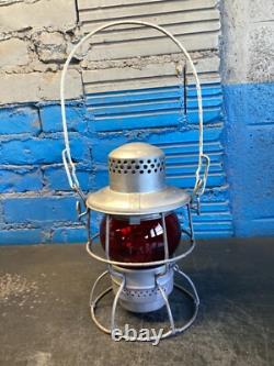 NICE ADLAKE KERO RAILROAD LANTERN WithETCHED (T&N) TEXAS & NORTHERN RED Cnx GLOBE