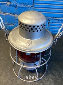 NICE ADLAKE KERO RAILROAD LANTERN WithETCHED (T&N) TEXAS & NORTHERN RED Cnx GLOBE