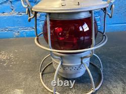 NICE ADLAKE KERO RAILROAD LANTERN WithETCHED (T&N) TEXAS & NORTHERN RED Cnx GLOBE