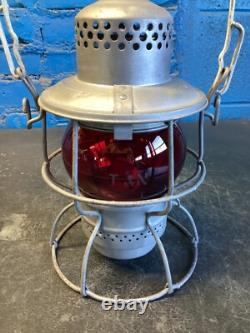 NICE ADLAKE KERO RAILROAD LANTERN WithETCHED (T&N) TEXAS & NORTHERN RED Cnx GLOBE