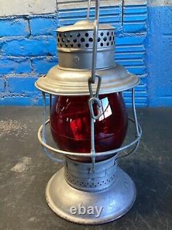 NICE VINTAGE ADLAKE SANTA FE BELLBOTTOM RAILROAD LANTERN WithRED UNMARKED GLOBE