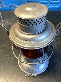 NICE VINTAGE ADLAKE SANTA FE BELLBOTTOM RAILROAD LANTERN WithRED UNMARKED GLOBE