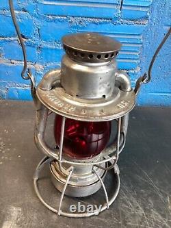 NICE VINTAGE DIETZ VESTA 1924 WABASH RAILWAY RAILROAD LANTERN WithRED GLASS GLOBE