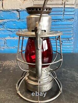 NICE VINTAGE DIETZ VESTA 1924 WABASH RAILWAY RAILROAD LANTERN WithRED GLASS GLOBE