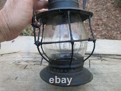 NYCRR Railroad Lantern T. L. Moore with RARE Wooden Handle Safety First Lamp