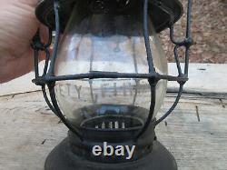 NYCRR Railroad Lantern T. L. Moore with RARE Wooden Handle Safety First Lamp