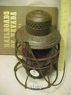 Nevada. T & G Rr Lantern. Tonopah & Goldfield Railroad. Tall Frame Red Globe