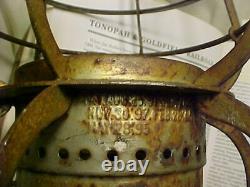 Nevada. T & G Rr Lantern. Tonopah & Goldfield Railroad. Tall Frame Red Globe