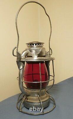 New York Antique Railroad Lantern, Dietz Vista, red globe