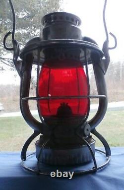 New York Antique Railroad Lantern, Dietz Vista, red globe