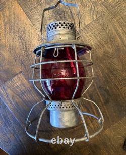 New York Central Railroad Police Barricade Lantern Red Cast Nycrr Globe
