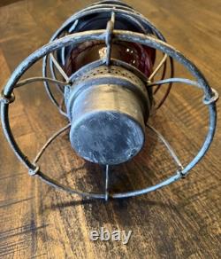 New York Central Railroad Police Barricade Lantern Red Cast Nycrr Globe