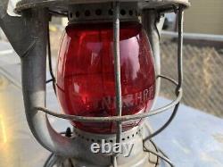 New York New Haven & Hartford Railroad Lantern Withred etched globe NYNH&H