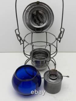 Nickel Plate Road NKP Adlake Kero Railroad Lantern Cobalt Blue Globe