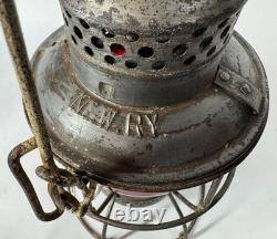 Norfolk Western Railway Antique Adlake Red Embossed Railroad Lantern Lamp NRWRY