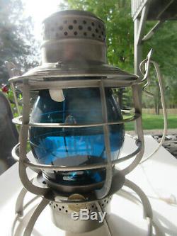Northern Pacific Railroad Armspear Lantern Etched Corning Signal Green Globe
