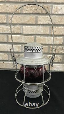 Nycs Railroad Lantern Adams Westlake Adlake Kero Etched Red Globe 1937 New York