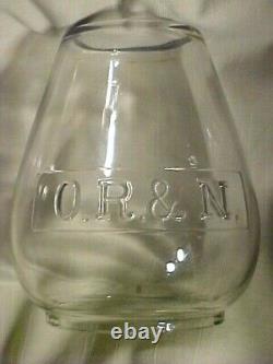 O. R. & N. Oregon Railroad And Navigation Company. Tall Railroad Lantern Globe