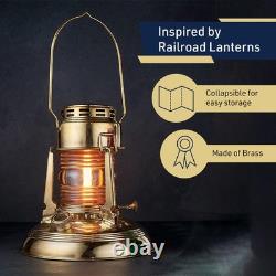 Oil Lamp 8 Tall Railroad Lantern with Brass Body and Glass Bulb Decorati