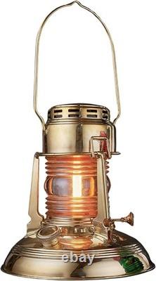 Oil Lamp 8 Tall Railroad Lantern with Brass Body and Glass Bulb Decorati