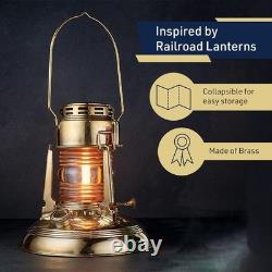 Oil Lamp 8 Tall Railroad Lantern with Brass Body and Glass Bulb Decorati