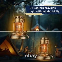 Oil Lamp 8 Tall Railroad Lantern with Brass Body and Glass Bulb Decorati