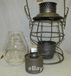 Old Adlake Reliable N&W RR Norfolk & Western Railroad Lantern Embossed Globe