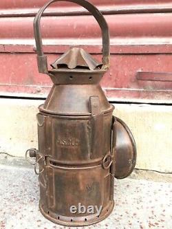 Old Vintage Rustic Iron AS & Co. Railway Kerosene Oil Lantern Lamp Rare